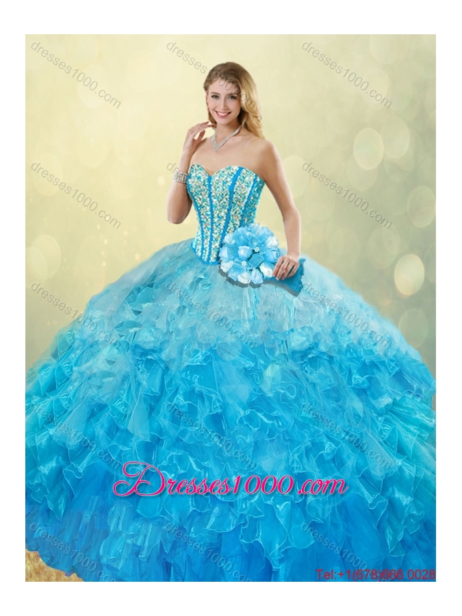 Elegant 2016 Beading and Ruffles Quinceanera Gowns with Sweetheart