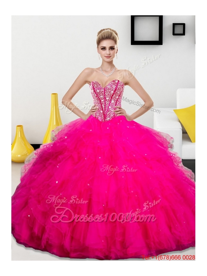 Fashionable 2015 Beading and Ruffles Sweetheart Quinceanera Dresses