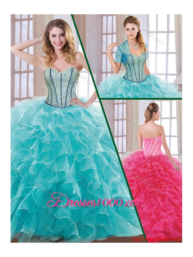 Fashionable Hot Sale Beading and Ruffles Quinceanera Dresses with Sweetheart