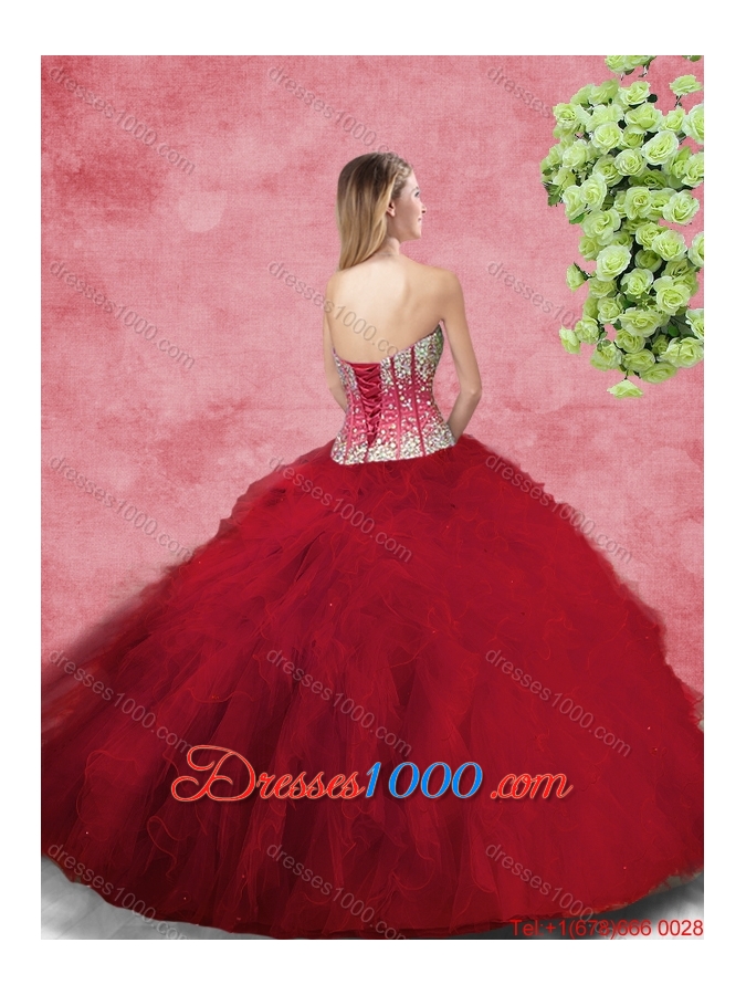 Gorgeous Ball Gown Sweetheart Quinceanera Gowns with Beading and Ruffles