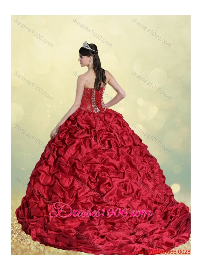 Luxurious Beading and Pick Ups Sweet 16 Dresses with Brush Train