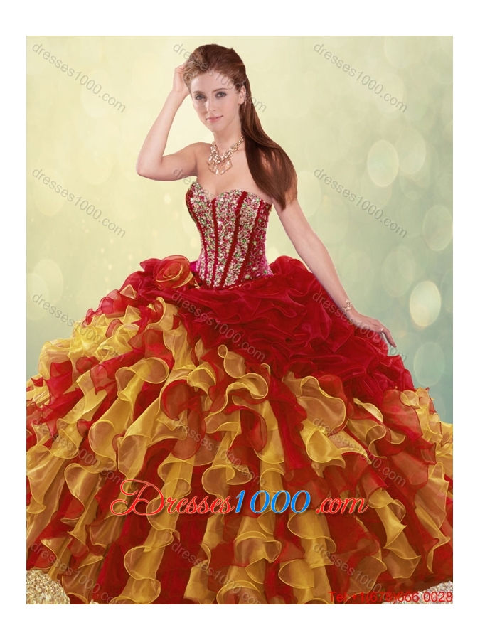 Luxurious Beading and Ruffles Quinceanera Dresses in Multi Color