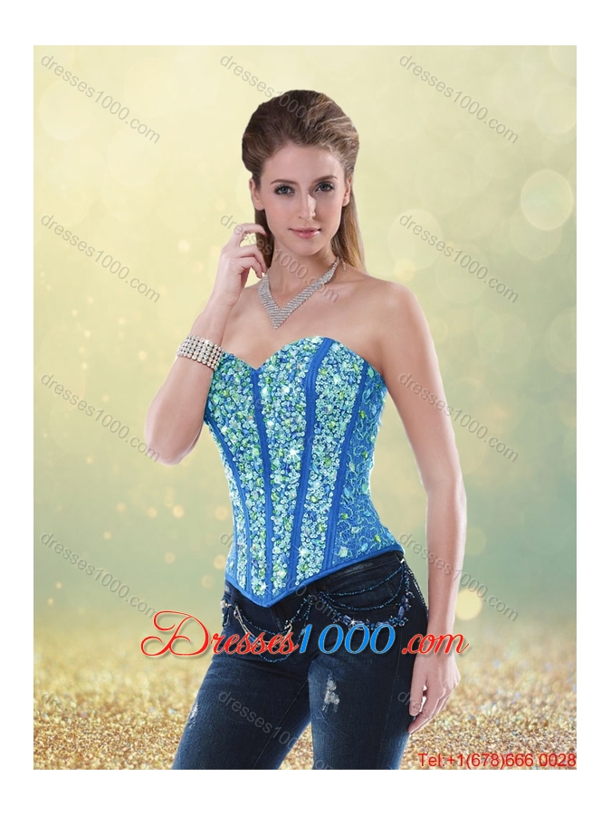 Luxurious Beading Blue Detachable Quinceanera Gowns with Sweetheart