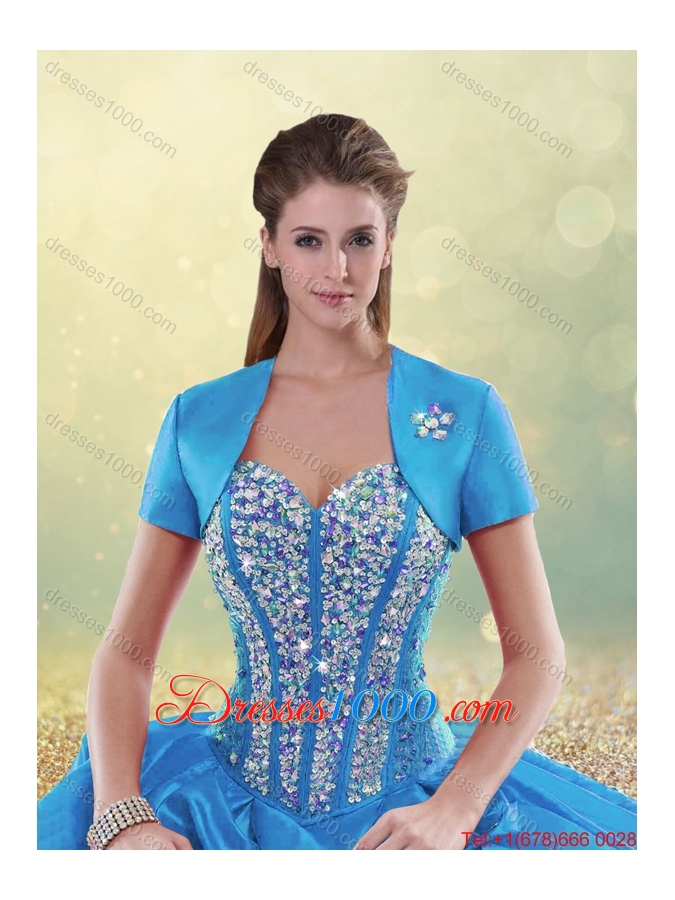 Luxurious Beading Blue Detachable Quinceanera Gowns with Sweetheart