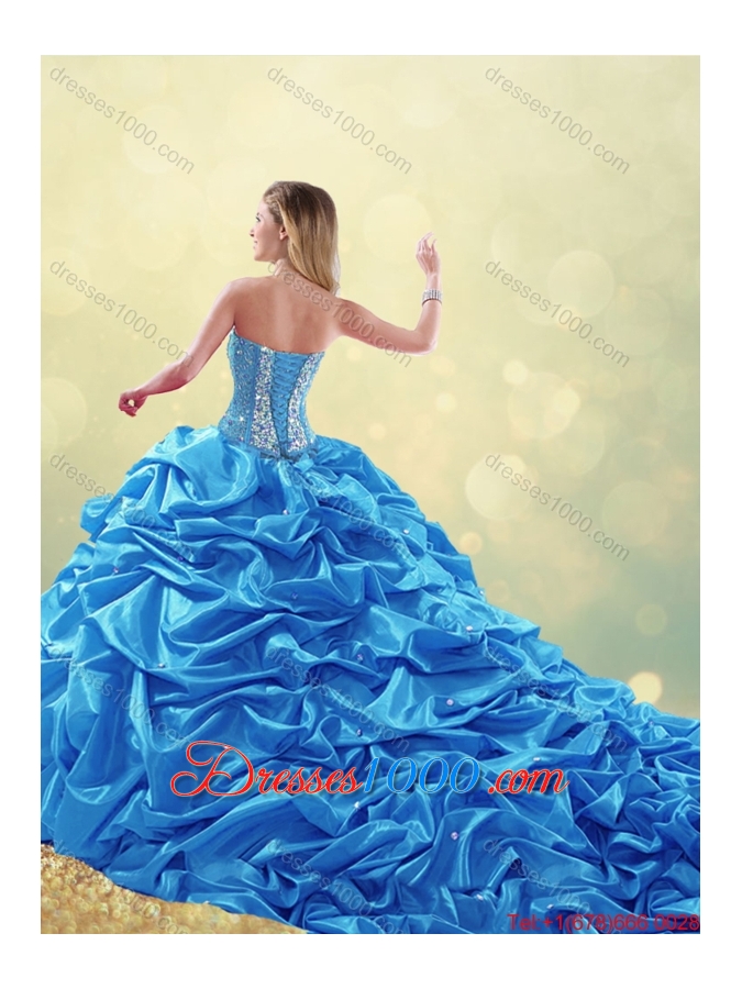 Luxurious Beading Blue Detachable Quinceanera Gowns with Sweetheart