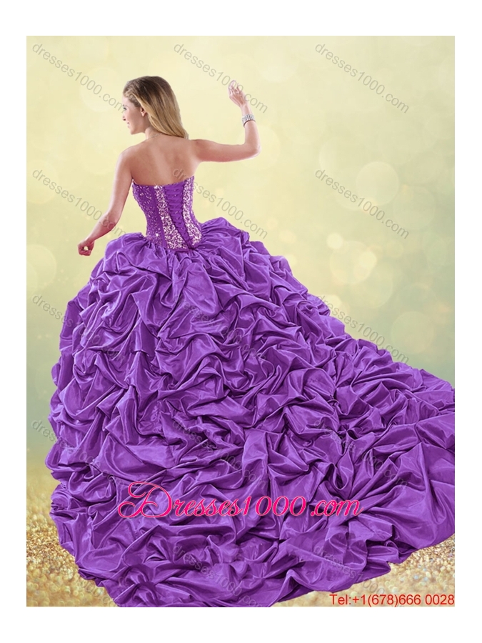 New Arrivals 2016 Sweetheart Quinceanera Gowns with Brush Train
