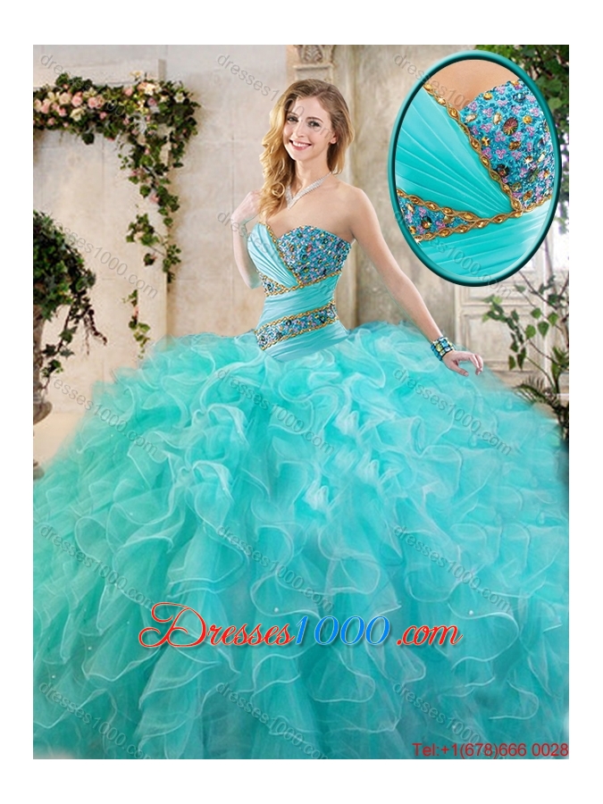 New Arrivals Beading Aqua Blue Quinceanera Gowns with Sweetheart