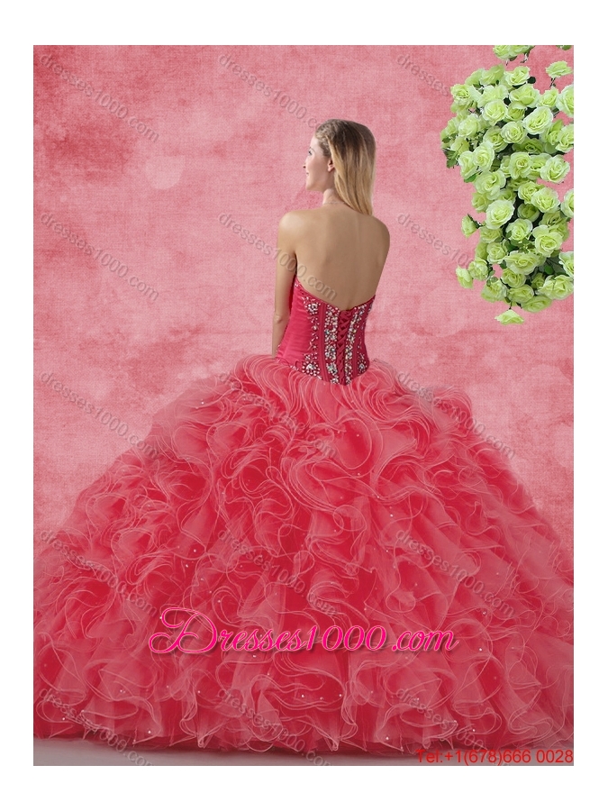 New Style Strapless Beaded and Ruffles Quinceanera Dresses for 2016