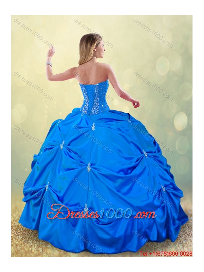 Popular Fall Blue Quinceanera Gowns with Pick Ups