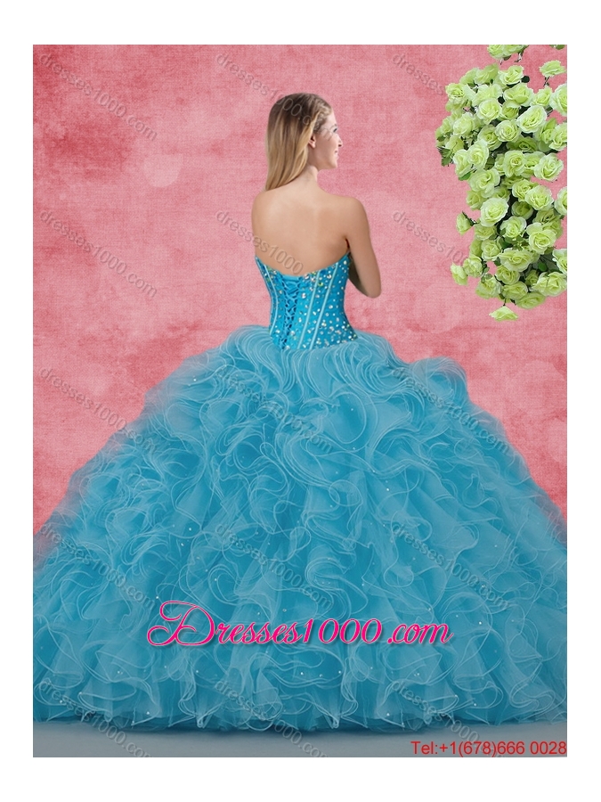 Wonderful Ball Gown Quinceanera Gowns with Beading and Ruffles
