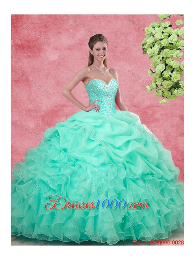 Affordable Sweetheart Apple Green Quinceanera Gowns with Beading