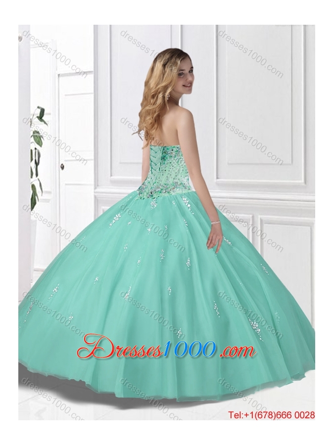 New Style Sweetheart Beaded Quinceanera Gowns in Apple Green