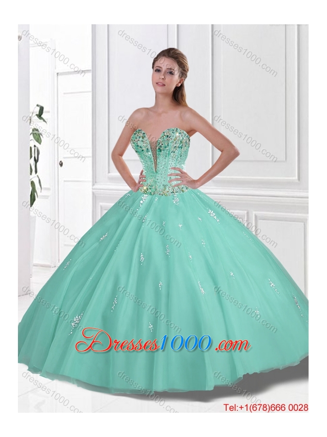 New Style Sweetheart Beaded Quinceanera Gowns in Apple Green