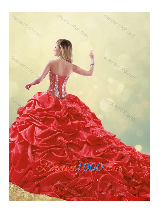 2015 Fall Perfect Sweetheart Detachable Quinceanera Dresses with Beading and Pick Ups