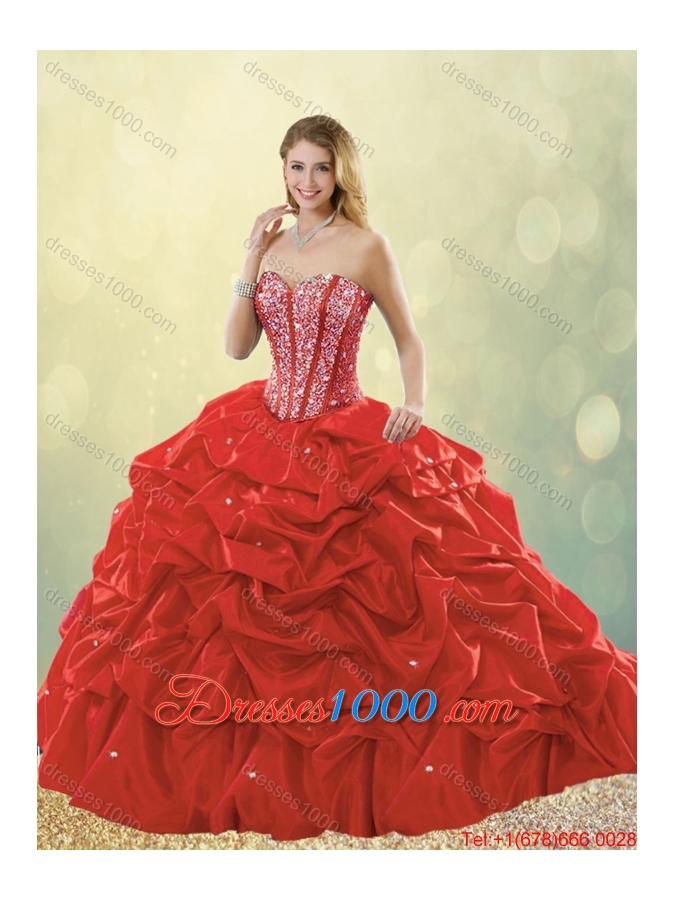 2015 Fall Perfect Sweetheart Detachable Quinceanera Dresses with Beading and Pick Ups