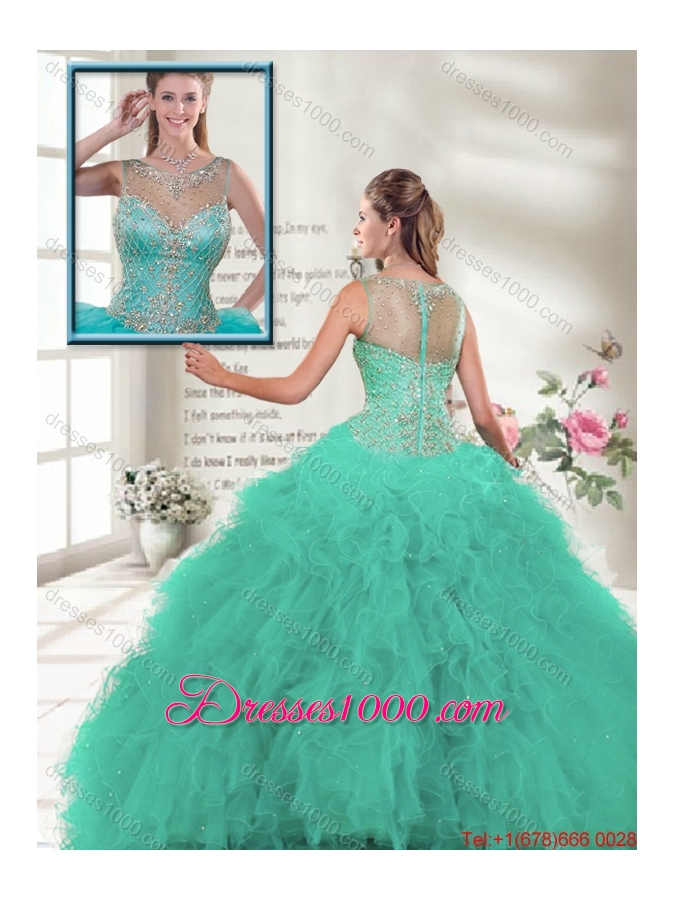 Discount 2016 Scoop Ruffles Sweet 16 Dresses in Turquoise