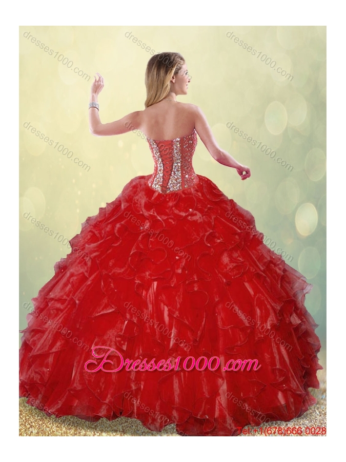 Fashionable Luxurious Sweetheart Quinceanera Gowns in Wine Red for 2016
