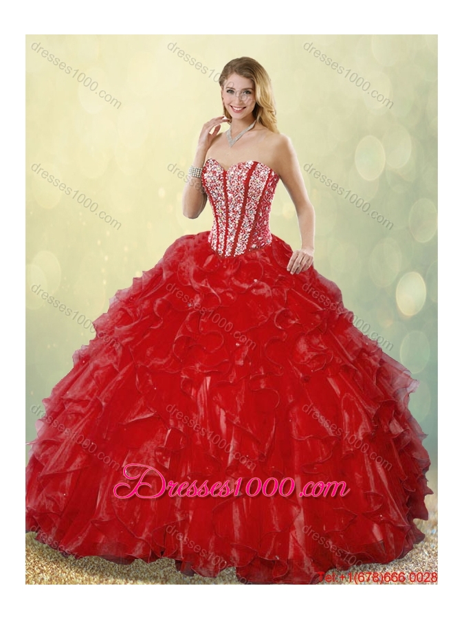 Fashionable Luxurious Sweetheart Quinceanera Gowns in Wine Red for 2016