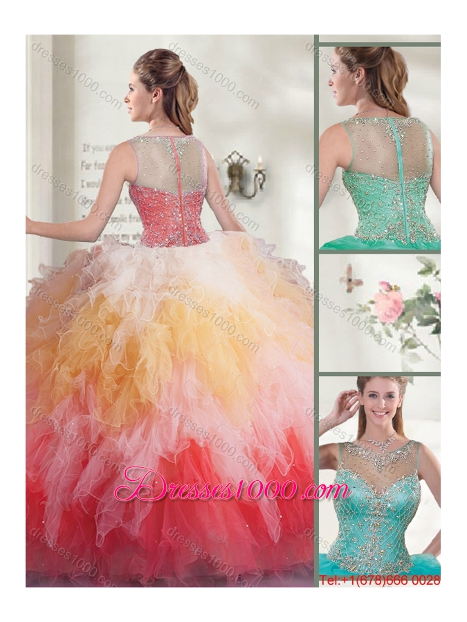 Popular Multi Color Quinceanera Dresses with Beading and Ruffles