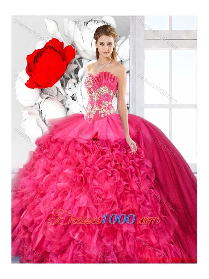 Beaded and Ruffles Inexpensive Detachable Quinceanera Dresses