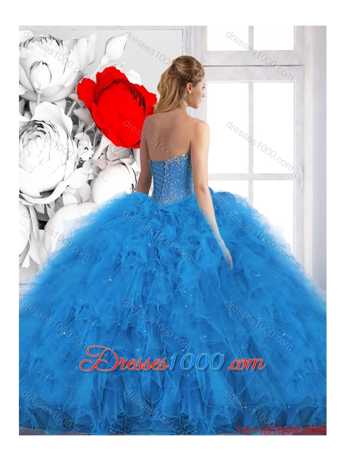 Cheap Beading Sweetheart Quinceanera Dresses in Blue