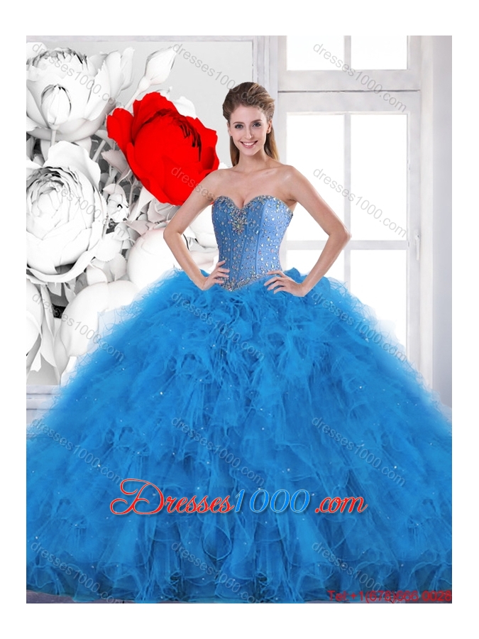 Cheap Beading Sweetheart Quinceanera Dresses in Blue