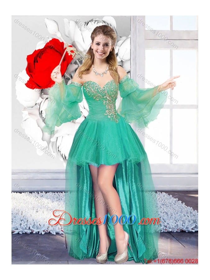 New Style Sweetheart Detachable Sweet 16 Gowns with Ruffles