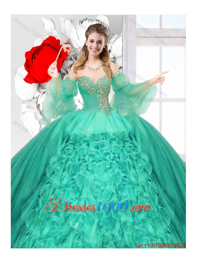 New Style Sweetheart Detachable Sweet 16 Gowns with Ruffles