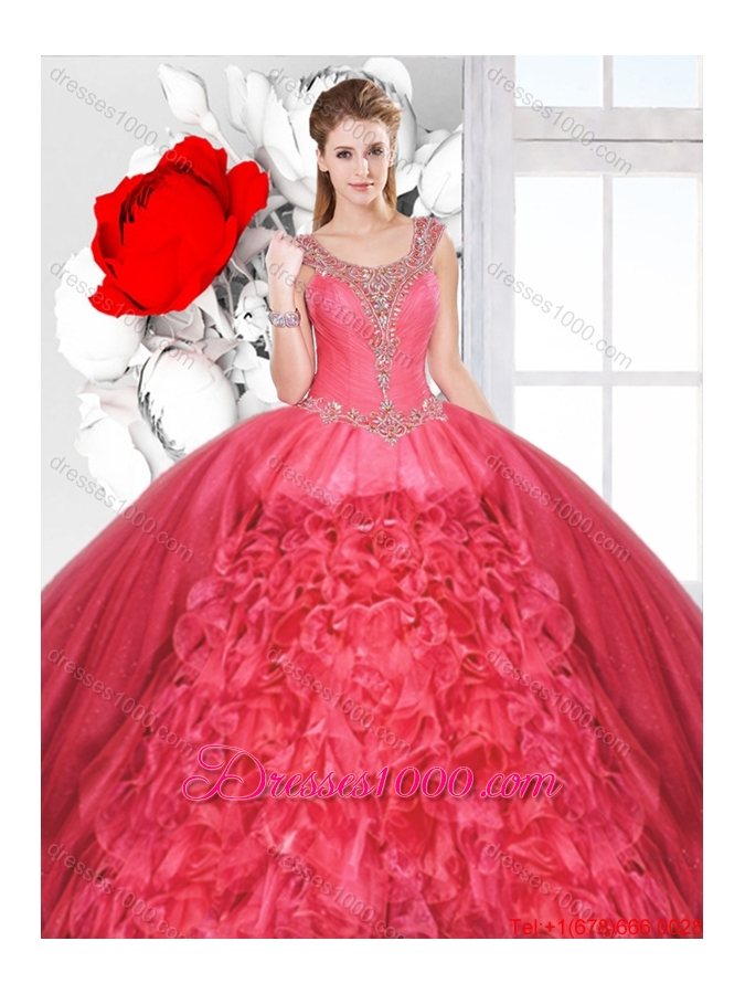 Perfect Ball Gown Beaded Detachable Quinceanera Dresses with Scoop