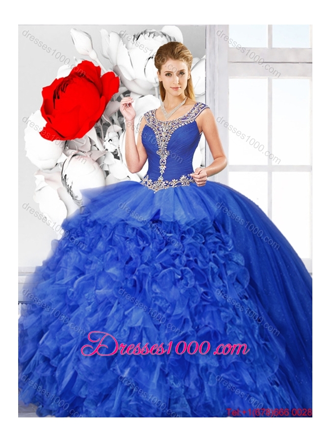 Perfect Ball Gown Beaded Detachable Quinceanera Dresses with Scoop