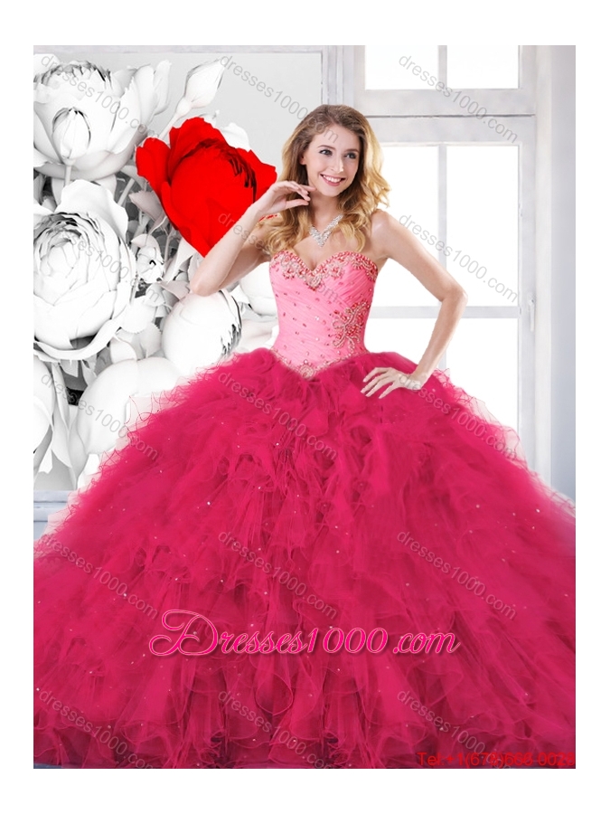 Pretty Beading Sweetheart Sweet 16 Dresses with Ruffles