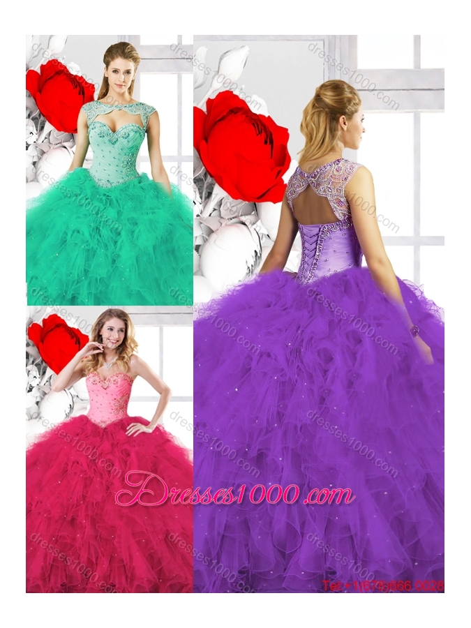 Pretty Beading Sweetheart Sweet 16 Dresses with Ruffles