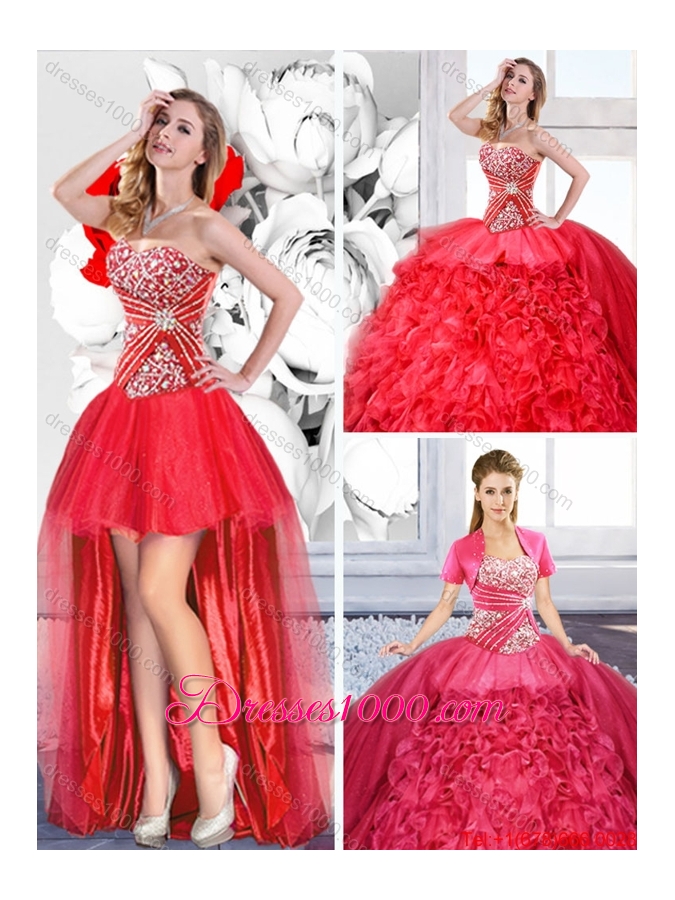 Pretty Sweetheart Detachable Quinceanera Dresses with Ruffles
