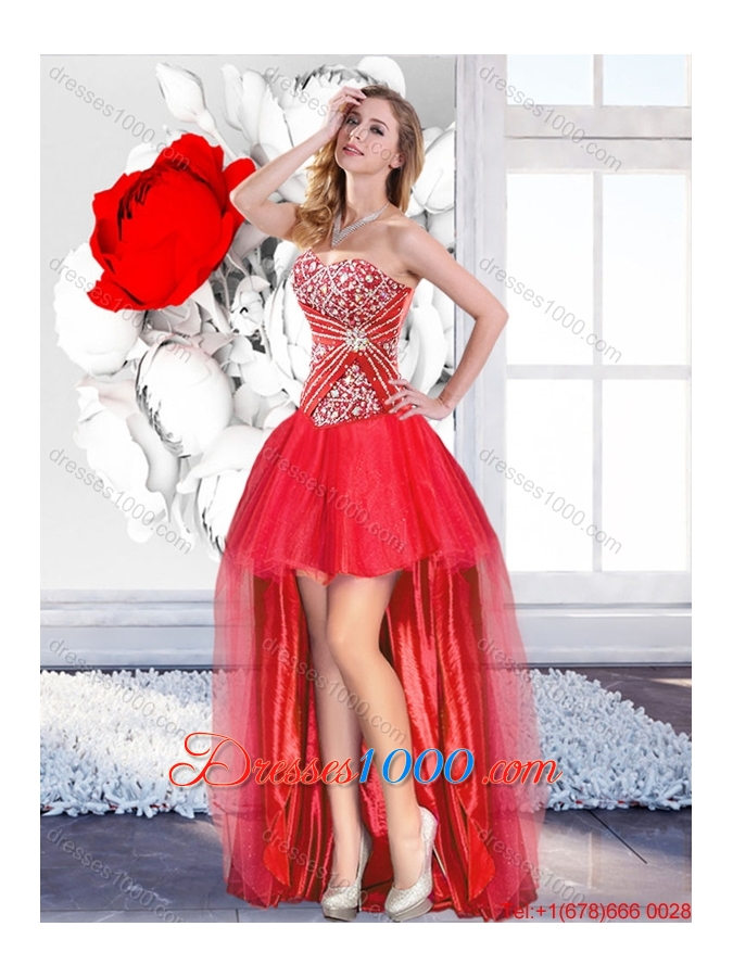 Red 2016 Fashionable Detachable Sweet 16 Dresses with Ruffles