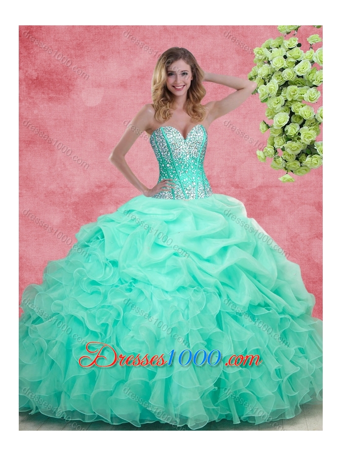 2016 Romantic Beading Princesita With Quinceanera Dresses in Apple Green