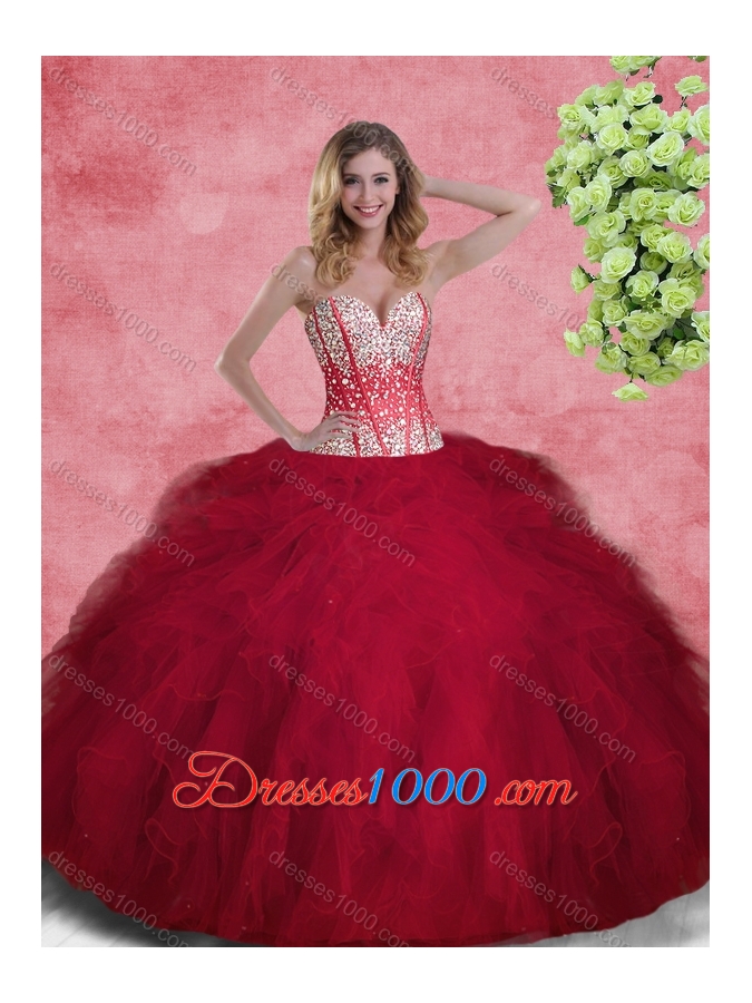 Hot Sale Wine Red Princesita With Quinceanera Dresses with Beading and Ruffles