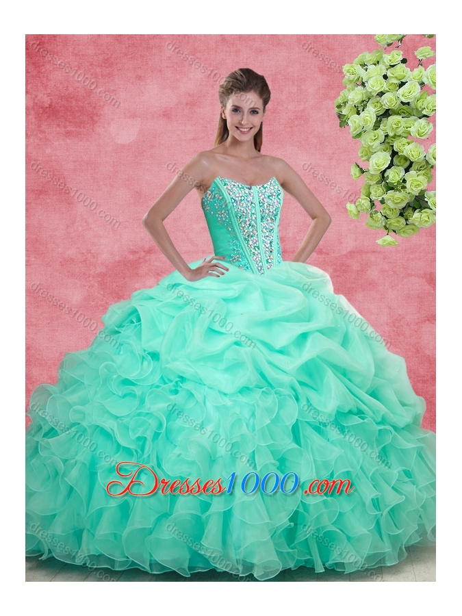 Pretty Ball Gown Sweetheart Beading Princesita With Quinceanera Dresses in Apple Green for Spring