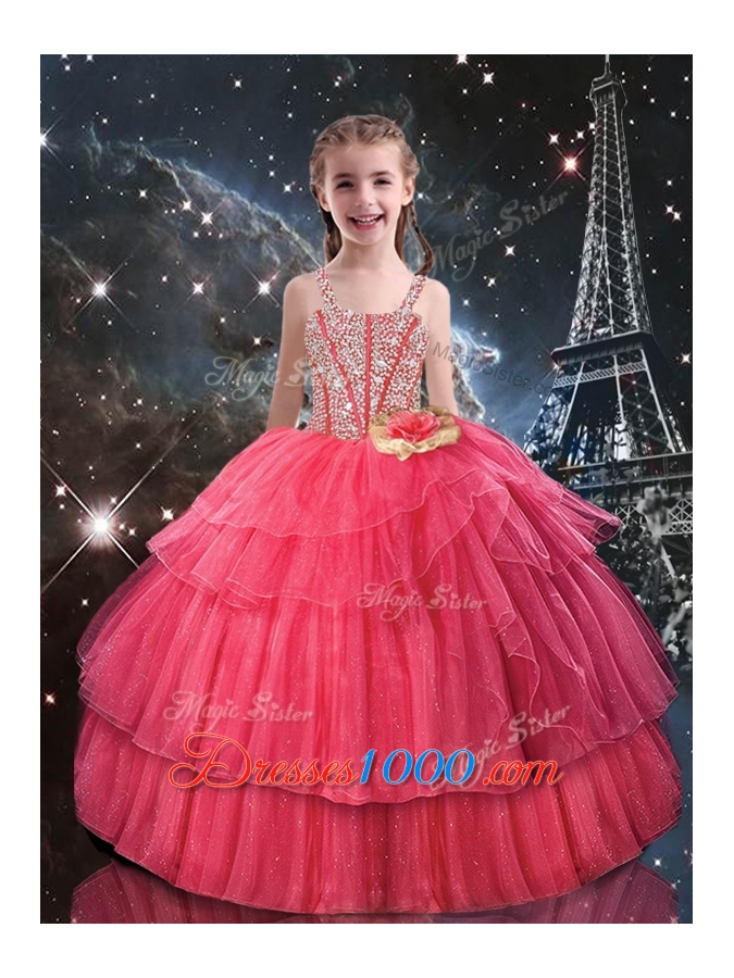 Fashionable Ball Gown Coral Red Princesita With Quinceanera Dresses with Beading for Fall