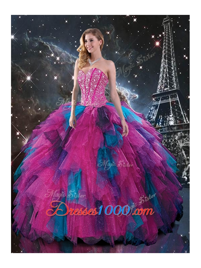 New Style Sweetheart Beading Princesita With Quinceanera Dresses in Multi Color