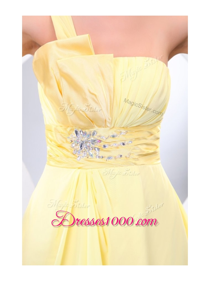 Beautiful Short One Shoulder Beading and Belt Prom Dress