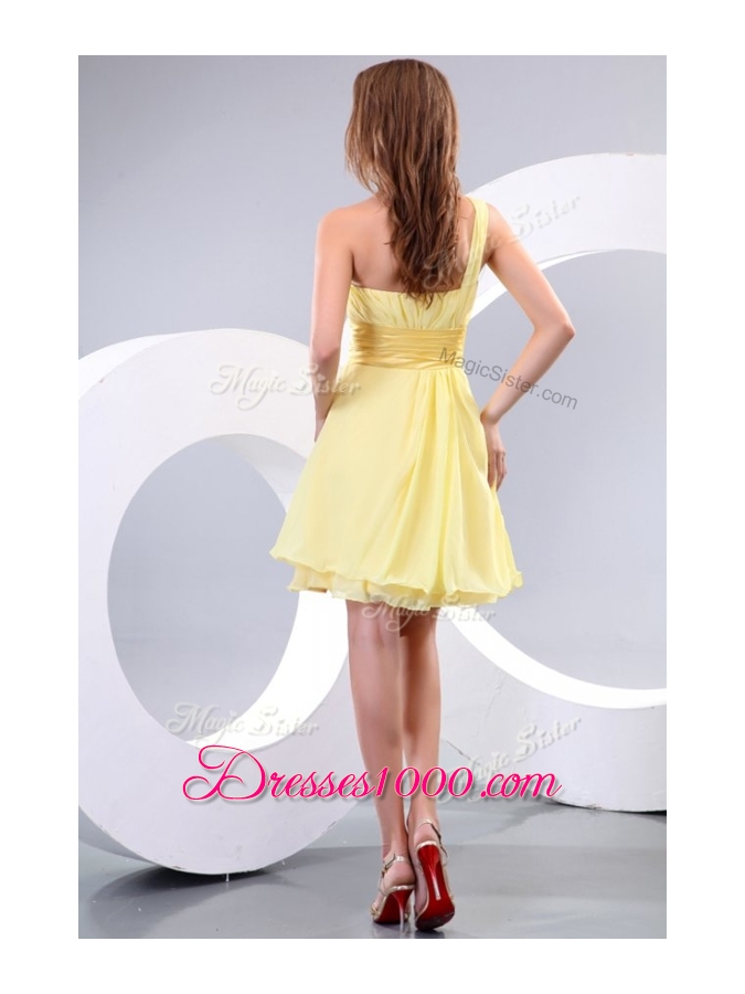 Beautiful Short One Shoulder Beading and Belt Prom Dress