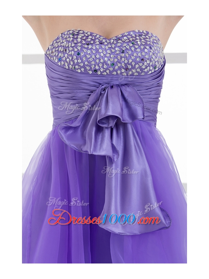 Beautiful Sweetheart Eggplant Purple Short Prom Dresses with Beading