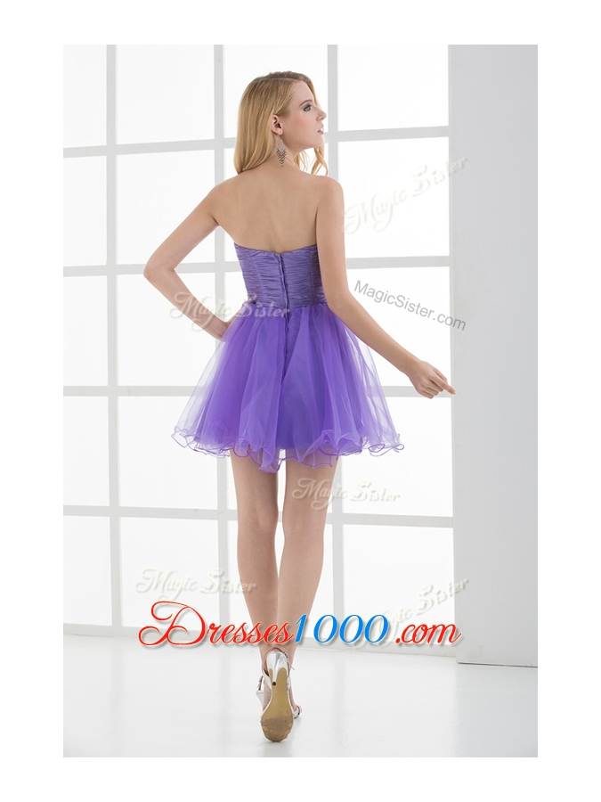 Beautiful Sweetheart Eggplant Purple Short Prom Dresses with Beading