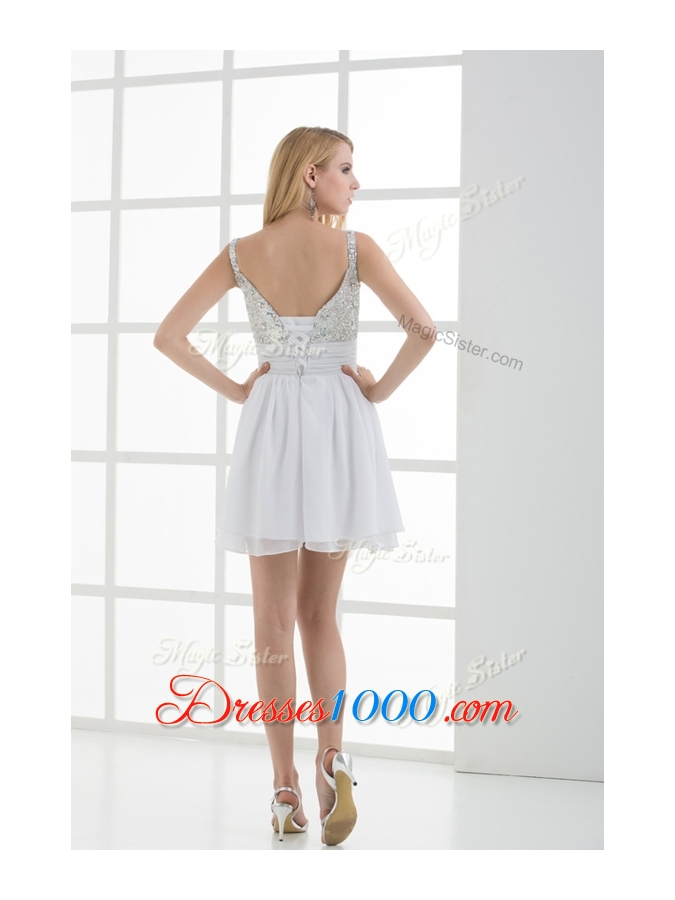 Elegant Straps Sequins Short Prom Dress for Graduation