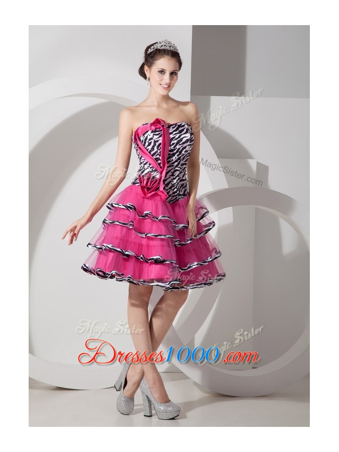 Elegant Sweetheart Leopard and Ruffled Layers Prom Dresses