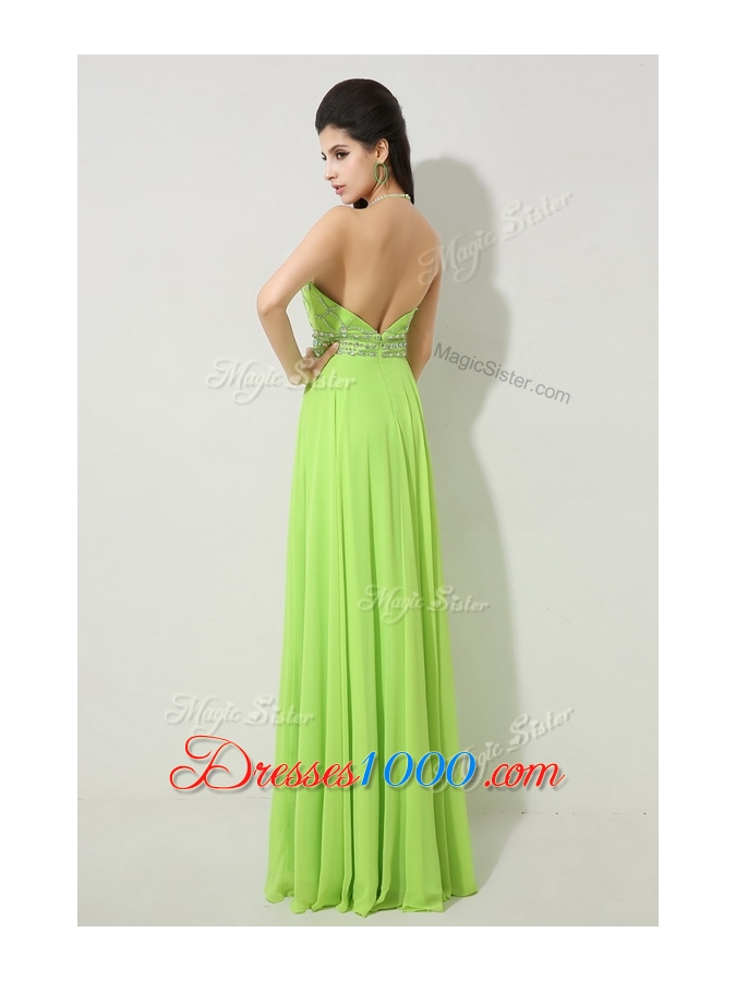 Lovely Halter Top Beading Prom Dresses for 2016