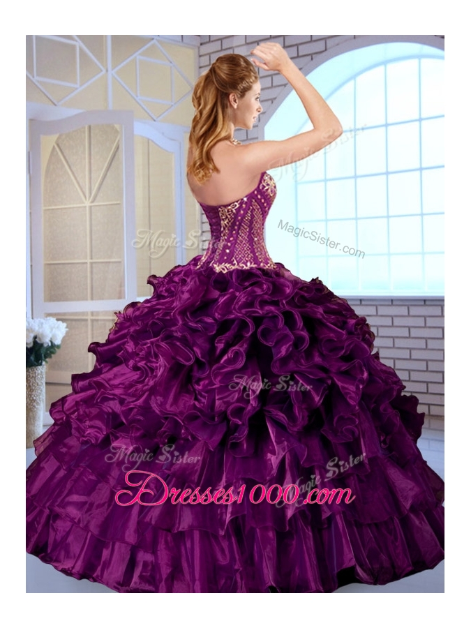 Wonderful Ball Gown Sweetheart Sweet 16 Dresses with Ruffles and Appliques