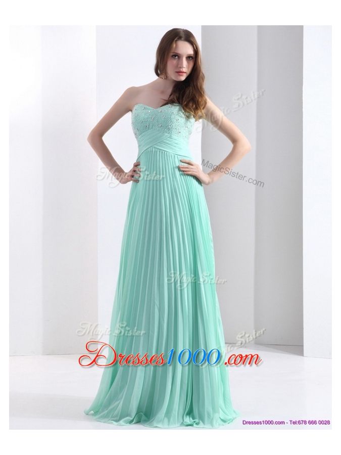 2016 Lovely Beading and Sequins Apple Green Prom Dresses with Brush Train