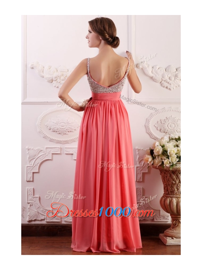 2016 Lovely Empire Straps Watermelon Prom Dress for Celebrity
