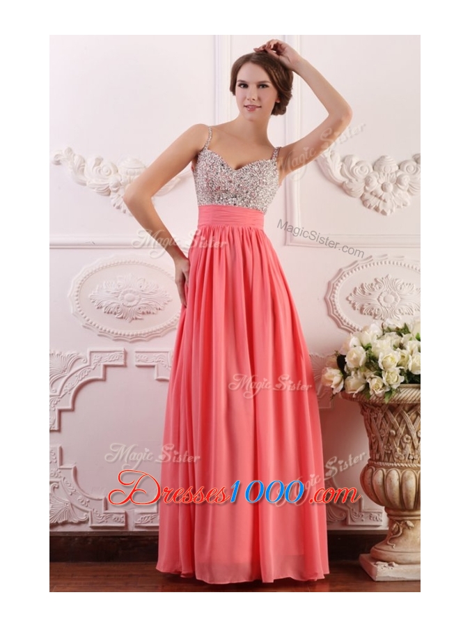 2016 Lovely Empire Straps Watermelon Prom Dress for Celebrity